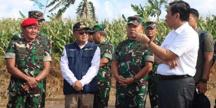 WABUP SUKABUMI DAMPINGI MENKOMARVES DAN KASAD TINJAU LAHAN KETAHANAN PANGAN KOSTRAD