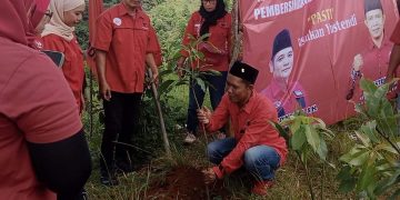 Peringati HUT PDI-P ke 50 PAC Simpenan Dipimpin H. Yustendi  Lakukan Penanaman Pohon dan Bersihkan Bantaran Sungai