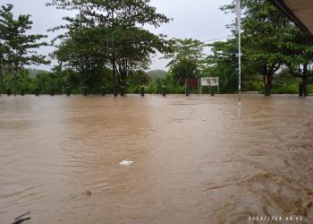 Curah Hujan Tinggi, SDN Gunung Sentul di Kecamatan Ciemas Terendam Banjir