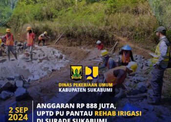 UPTD PU Jampangkulon Pantau Rehabilitasi Jaringan Irigasi Ciawi-Maranginan