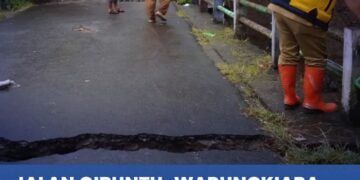 Akses Jalan Cibuntu- Warungkiara  Terdampak Bencana, Dinas PU Kabupaten Sukabumi Siapkan Perbaikan