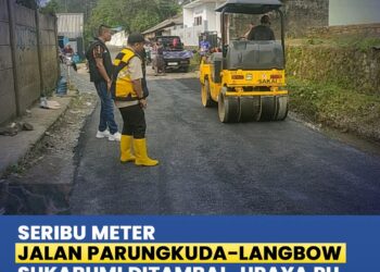 UPTD PU Wilayah II Cibadak Tambal Jalan Parungkuda–Langbow Sepanjang 1 Km