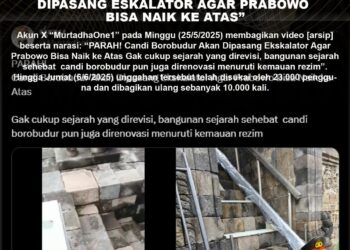 (HOAX) Pemasangan Eskalator di Candi Borobudur untuk Prabowo, Ini Faktanya