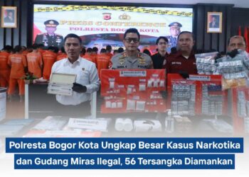 Polresta Bogor Kota Ungkap 56 Tersangka Narkoba dan Bongkar Gudang Miras Ilegal Skala Besar