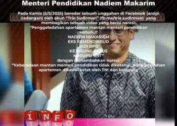 [HOAX] Penggeledahan Apartemen Mantan Menteri Pendidikan Nadiem Makarim