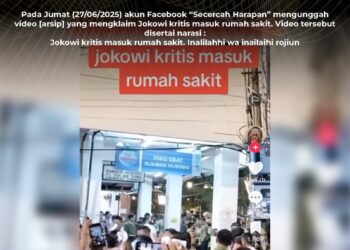[SALAH] Klaim Jokowi Kritis Masuk Rumah Sakit adalah Konten Menyesatkan