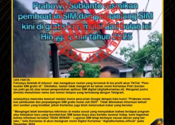 Klarifikasi Hoaks: Narasi SIM Gratis Resmikan Prabowo adalah Penipuan Berkedok Impostor Content