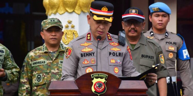 POLRES SUKABUMI GELAR APEL KEBANGSAAN BERSAMA TIGA PILAR ” JAGA RAWAT JAWA BARAT UNTUK INDONESIA