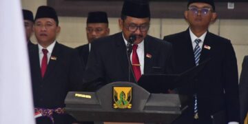 PENGUKUHAN ANGGOTA PASKIBRAKA KAB SUKABUMI, BUPATI TEGASKAN ” KEHORMATAN DAN TANGGUNGJAWAB BESAR
