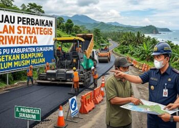 Tinjau Perbaikan Jalan Strategis Pariwisata, Dinas PU Kabupaten Sukabumi Targetkan Rampung Sebelum Musim Hujan