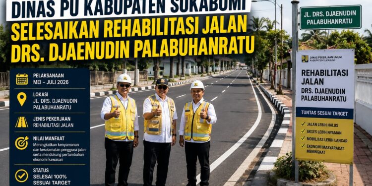 Tuntas Sesuai Target, Dinas PU Sukabumi Rampungkan Rehabilitasi Jalan Drs. Djaenudin Palabuhanratu