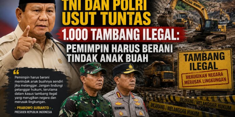 Prabowo Minta TNI dan Polri Usut Tuntas 1.000 Tambang Ilegal: Pemimpin Harus Berani Tindak Anak Buah