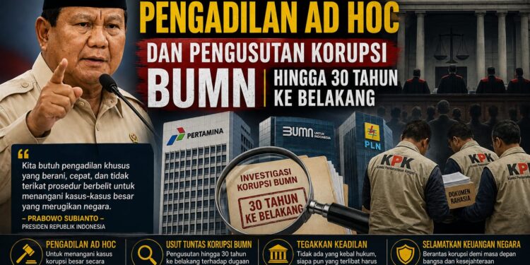 Prabowo Gagaskan Pengadilan Ad Hoc dan Pengusutan Korupsi BUMN Hingga 30 Tahun Ke Belakang