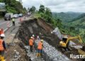 Penanganan Longsoran TPT Ruas Jalan Kiaradua–Simpenan Dikebut, Dinas PU Sukabumi Kerahkan Alat Berat dan Pasang Bronjong Anti-Erosi