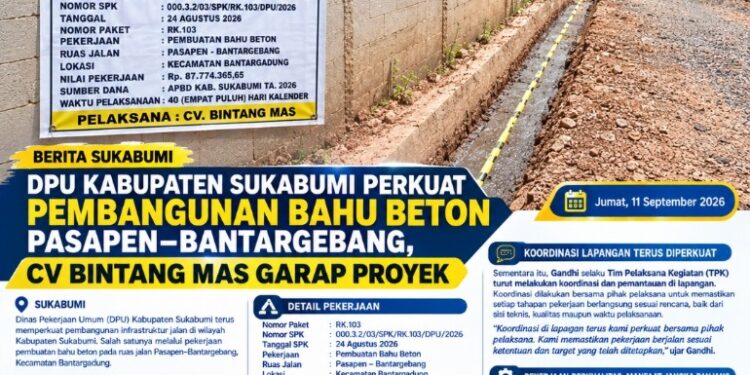 Dinas PU Rekonstruksi Bahu Jalan Beton Pasapen–Bantargebang, Targetkan Ketahanan Struktur
