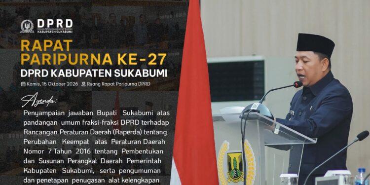 DPRD Kabupaten Sukabumi Gelar Paripurna ke-27, Bahas Jawaban Bupati Soal Raperda SOTK